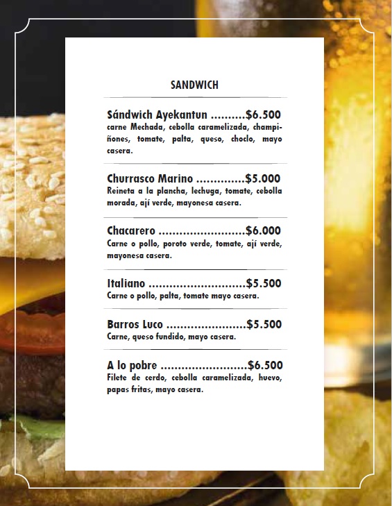 Carta de Restaurante Ayekantun en Arauco — página 2